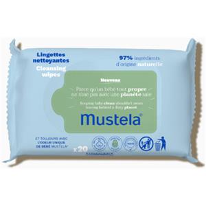 Mustela Salviette Detergenti Naturali all'Avocado - 60 Pezzi, Delicate e Ipoallergeniche per Viso, Mani e Zona Pannolino