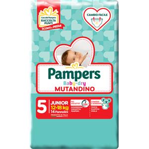 Pampers Baby Dry Mutandino Taglia 5 (12-18 kg) - 14 Pannolini con Fascia Elastico e Micro Granuli Assorbenti
