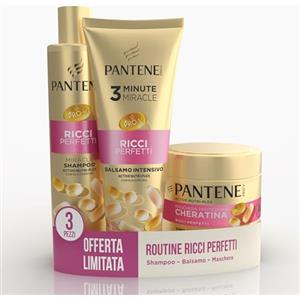 Pantene Pro-V Miracles Ricci Perfetti Set Regalo Per Capelli : 1x Shampoo 250ml, 1x Balsamo Intensivo 200ml, 1x Maschera 300ml, Trasforma Ricci Ribelli In Ricci Lumiosi Ed Elastici