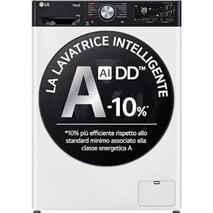 LG AI DD F4R7511TSWB Lavatrice 11kg, a Carica Frontale, Serie R7, Lavatrice Classe A -10%, 1400 giri, TurboWash 360, Autodosaggio, Vapore su 7 Programmi, Wi-Fi, Libera installazione, Bianco