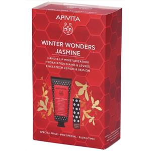 Apivita Winter Wonders Jasmine - Cofanetto Regalo con Crema Mani Idratante e Balsamo Labbra alla Castagna