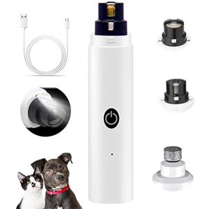 aiworth Smerigliatrice elettrica per cani - tagliaunghie silenziosa per animali domestici con luce LED - Forbici ricaricabili per unghie senza dolore per cani di taglia grande media e gatti