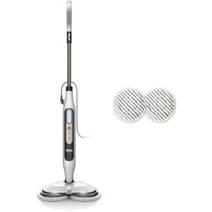 Shark Steam Mop, Scopa a Vapore Lavapavimenti Automatico con Steam Blaster, 2 Panni Lavabili Rotanti, 3 Modalità, Igienizza, Rimuove Macchie e Sporco, Tutti i Tipi di Pavimenti, Bianco/Grigio, S8201EU