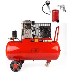 A.M.C. AMC Compressore ad aria da 100 litri pressione 8 bar elettrico coassiale 3 Hp incluso Kit Accessori motore potente termicamente silenziato protetto con Carcassa esterna in alluminio'