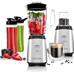 ZEEGMA VITAMINE Frullatore multifunzione 4 in 1 da 1050 W con brocca da 1 litro, frullatore elettrico per smoothie con blocco sicuro, macinacaffè, lame a croce (1l 1050W)