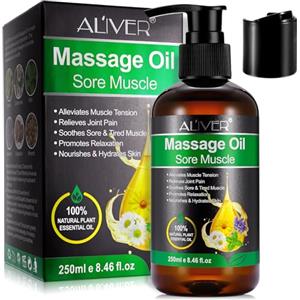 Zoxpm Olio di Massaggio Corpo per Rilassanti e Decontratturanti 250ml per Tensioni Muscolari e Sportivi con Olio di Mandorle e Olio di Lavanda e Arnica