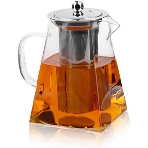 MXTIMWAN Teiera Vetro, Teiera Vetro borosilicato 1 Litri, Teiera in Vetro di con Coperchio, Teiera con Filtro, Brocca per Acqua Calda, Vino, Tè e Succhi di Frutta