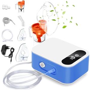 MJKOPEE Aerosol Portatile Silenzioso Bambini e Adulti, MJKOPEE Macchina Aerosol Kit Con Display a LED E Tempo Di Lavoro Programmabile, Nebulizzatore Aerosol per Raffreddori O Asma (Grigio)