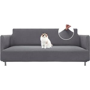 BellaHills Copri Divano 3 Posti con Braccioli(185-215cm), SÖDERHAMN Copridivano Antigraffio Gatto, Elasticizzato Copri Divano, Lavabile in Lavatrice, Telo Copridivano Impermeabile, Grigio