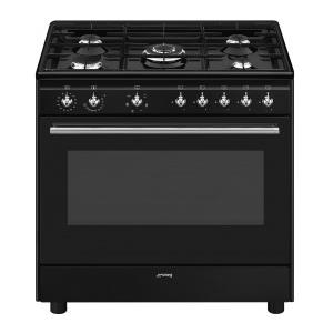 Smeg PRONTA CONSEGNA - SPEDIZIONE IMMEDIATA Cucina Libera installazione 90 x 60 cm 5 Fuochi Gas Forno Elettrico Termoventilato Nera Concerto Smeg CX91GMBL