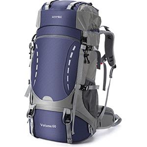 HOMIEE 60L Impermeabile Zaino da Escursionismo Trekking Campeggio Viaggio Leggero Grande Zaini Hiking con copertura antipioggia per Sport all'aperto Turismo Uomo Donna Unisex (Blu)