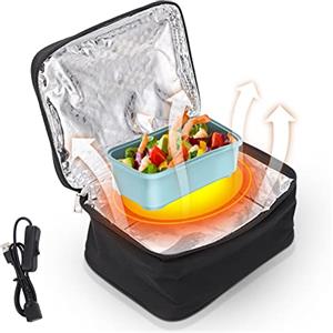 plplaaoo Mini Forno Portatile Portatile con Ricarica USB Scaldavivande per Auto,Forno Portatile, Lunch Box Elettrico Riscaldato per Riscaldare Pasti e Cucinare Cibo Crudo per Viaggi su Strada/Picnic/Campeggio