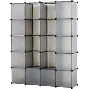 Baroni Home Armadio Componibile Salva Spazio, 20 Scomparti, Mobile con Scomparti Impilabili, Organizzatori in Plastica per Camera da Letto, Cabina Armadio, Grigio Opaco, 147x37x183 cm