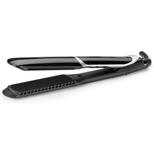 BaByliss ST397E Piastra Lisciante con Rivestimento in Titanium-Ceramic, Funzione Ionica Anti-crespo, Funzione Protect, Funzione Intense, 6 Temperature, Nero/Argento