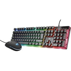 Trust Gaming GXT 838 Azor Mouse e Tastiera Gaming, Layout Italiano QWERTY, USB, Anti-ghosting, Tastiera Retroilluminata LED RGB, Mouse Gaming 800-3000 DPI - Nero