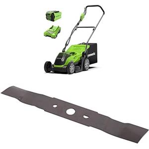 Greenworks 40V Tagliaerba a Batteria per Prati Fino a 200 M², Ampiezza di Taglio 35cm, Sacca da 40L, CON Batteria 40V 2Ah e Caricabatterie-G40LM35K2 + Greenworks Lama di Ricambio da 35 cm