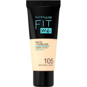 Maybelline New York Fit Me Matte+Poreless Fondotinta Opacizzante, 105 Natural Ivory