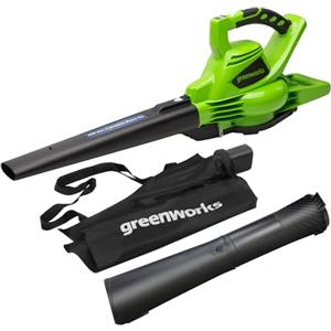 Greenworks 40V Aspiratore Soffiatore a Batteria per Foglie, con Motore Brushless, 280km/h, 9,63m³/min, Sacco di Raccolta da 45L, SENZA Batteria e Caricabatterie, Garanzia 3 Anni GD40BV