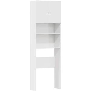 vidaXL Mobile Lavatrice Bianco Lucido 64x24x190cm in Legno Multistrato, mobiletto per Lavatrice, Armadio Lavanderia, mobiletto per Il Bagno