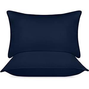 Utopia Bedding Cuscini Letto (Set di 2), 50 x 70 cm Guanciali Letto Coppia, 3D Fibra di Poliestere (Blu Navy),