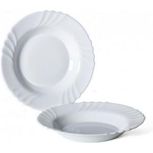 Bormioli Rocco Piatto Fondo Ebro in Vetro Opale Bianco da 23,5 cm - Confezione da 6 Pezzi