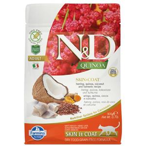 Farmina N&D Quinoa Skin & Coat Gatto Adulto con Aringhe, Cocco e Curcuma - 300 gr