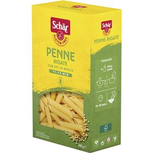 Schär Penne Rigate Senza Glutine 500 g - Pasta dietetica senza glutine, senza lattosio, con farina di mais, miglio e riso
