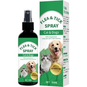 Generico Spray per zecche per animali domestici, Spray per zecche per gatti | Spray lenitivo per la pelle da 100 ml | Liquido vermifugo portatile per cani e gatti, lenitivo, allevia il prurito della pelle
