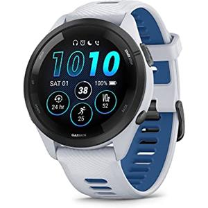 Garmin Forerunner 265 - Orologio intelligente da corsa, display AMOLED colorato, misure di allenamento e informazioni di recupero, pietra bianca e blu marea