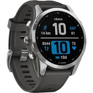 Garmin fēnix 7S, Smartwatch, 42mm, Display 1,2, Touchscreen, +30 Sport, GNSS multibanda, Cardio, SpO2, Mappe, Musica, Garmin Pay, Autonomia 11 giorni (Silver & Graphite)