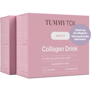 Tummy Tox Collagene in Polvere con Acido Ialuronico e Vitamina C. 2500 mg di Collagene Marino Idrolizzato di Tipo I. Scorta per 30 Giorni, Gusto Mirtillo. Collagen Drink, Tummy Tox