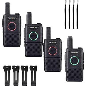 Retevis RT618 Mini Walkie Talkie Senza Licenza, Doppia PTT PMR446 Radio USB Ricaricabile per Famiglia, Ricetrasmettitore Portatile a Lungo Raggio Portatile per Campeggio, Picnic(Nero 4Pezzi)