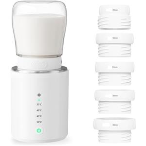 Hengrongshen HRS Scaldabiberon Portatile, Scalda Biberon Neonato Portatile Senza Fili con 6 Adattatori, Scalda Latte Elettrico 3 in 1, Ricaricati Tramite USB, Sostenibile Mantenere il Calore, Scaldalatte Viaggio
