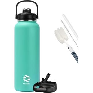 Fjbottle Borraccia Termica con cannuccia - 2xTappi - 950ML/1200ML Bottiglia Termica - Senza BPA/Senza Perdite Borracce acciaio inox per Scuola, Sport, Palestra, Ciclismo