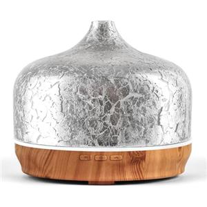 Porseme Diffusore di aromi, 500 ml, diffusore di vetro soffiato a bocca, per oli essenziali, grande umidificatore ad ultrasuoni, freddo, silenzioso, 7 colori, LED per camera da letto, ultime 15-21