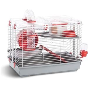 Pet's Market Gabbia Pino per Criceti e Piccoli Roditori Metallo Accessoriata Tunnel Casetta Beverino 45 x 27 x 34 cm