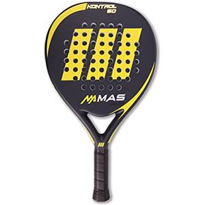 MAS Padel - KONTROL 50, Racchetta da Padel, Giallo/Ardesia, Rivestimento 50% in Fibra di Carbonio, Custodia Inclusa