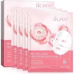 CCKULOOB Bio-Collagen Real Deep Mask 4PCS, Bio Collagen Mask Overnight, Maschera Viso Coreana Maschera viso al bio-collagene, maschere viso di bellezza, idratanti, minimizzazione dei pori, Real Deep Mask