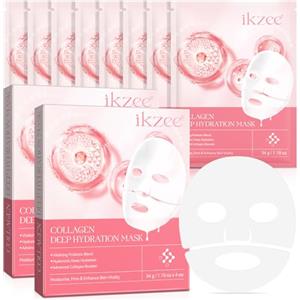 CCKULOOB Bio-Collagen Real Deep Mask 8PCS, Bio Collagen Mask Overnight, Maschera Viso Coreana Maschera viso al bio-collagene, maschere viso di bellezza, idratanti, minimizzazione dei pori, Real Deep Mask