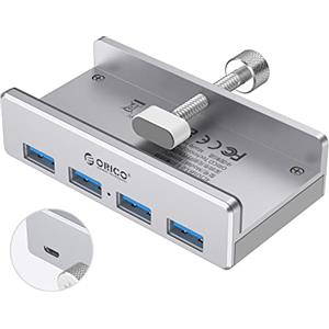 ORICO Hub USB 3.0 a 4 Porte, Hub Dati 5 Gbps SuperSpeed in Alluminio con Porta, cavo lungo 150 cm, di Alimentazione Aggiuntiva per Computer Desktop, MacBook, MacBook Air/Pro/Mini - Argento