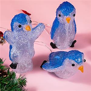 BAKAJI Set 3 Pinguini Forma Acrilica Addobbo Natalizio LED Illuminazione Esterni e Interni Natale Luci da Giardino Oggettistica Decorazioni Festive Natalizie (Set 3 Pinguini Blu)