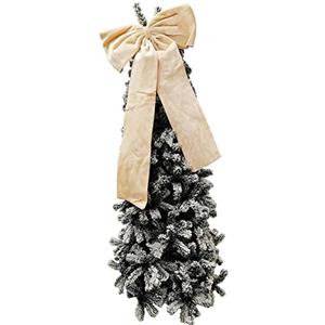 BAKAJI Fiocco Natalizio Puntale Fuoriporta per Porta Natale Decorazione Punta Albero Festivo Addobbo Ornamento Decorativo Arredamento Grande Versatile Resistente in TNT Colore Panna