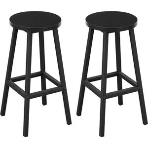 Klihome Sgabello da Bar Set di 2, Sgabello da Cucina con Poggiapiedi, Sgabello Alto in Stile Moderno/Industriale per Bar, Caffè, Isola della Cucina, Nero, K0007BH-2
