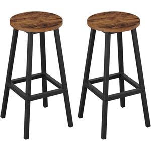 Klihome Sgabello da Bar Set di 2, Sgabello da Cucina con Poggiapiedi, Sgabello Alto in Stile Moderno/Industriale per Bar, Caffè, Isola della Cucina, Marrone vintage, K0010BH-2
