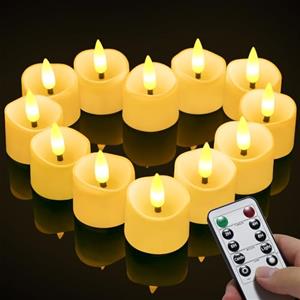 daphomeu daphome Candele a LED Senza Fiamma Portò Candele Flickering Flameless,per Decorazione di Casa Camera Natale Partito Matrimoni Compleann (12 pezzi con timer e fiamme 3D)