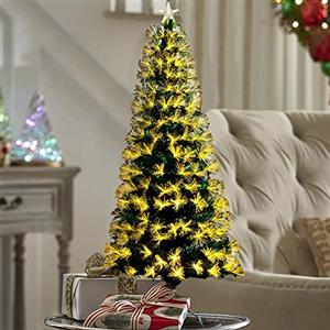 Bakaji Albero di Natale Luminoso Altezza 60 cm con 65 Luci Bianco Caldo Decorazioni Natalizie da Esterno e Interno Addobbi Natalizi Design Moderno Elegante Base a Croce (60 cm)