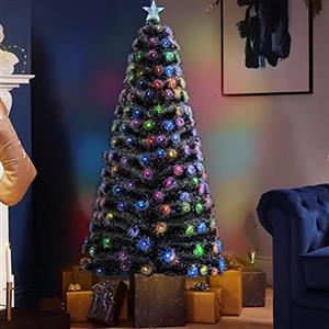 Bakaji Albero di Natale Luminoso Altezza 120 cm con 135 Luci Multicolor Decorazioni Natalizie da Esterno e Interno Effetto Neve Innevato Addobbi Natalizi Design Moderno Elegante Base a Croce