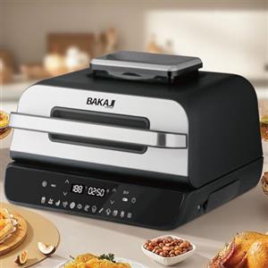 Bakaji Friggitrice Grill Bistecchiera Senza Olio Airfryer Frigge Cuoce Arrostisce in modo Naturale e Salutare Potenza 1800W con Timer e Regolazione Temperatura con Sonda (6 Litri)