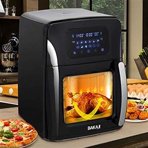 Bakaji Forno Friggitrice ad Aria Calda Frigge Cuoce Griglia Essicca Senza Olio Airfryer Capacità 12Lt Display LED Touch 12 Programmi Timer Regolazione Temperatura Potenza 1800W