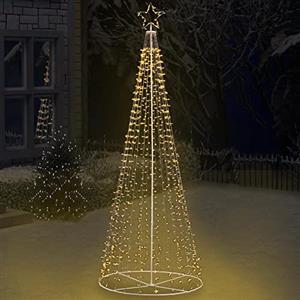 BAKAJI Albero di Natale Luminoso 340 CM Led Luci con Giochi di Luce Struttura in Metallo Decorazione Natalizia Design Minimal Artificiale Arredamento Natalizio Addobbo (BIANCO CALDO)